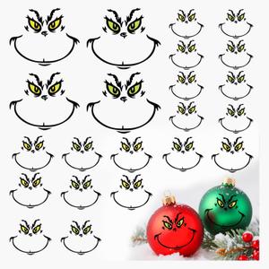 7 x 32 Pcs Christmas Face Eyes Stickers for Crafts Large 5 Inch Small 3 Inch 2 Inch Rub on Transfers Vinyl Faces Pitcher Decals for Ornaments Glass Drinking Cups Wood Balls Party Supplies (Face32)
