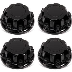 LEAPTREND 4pcs Chrome Wheel Center Caps (Glossy Black 8 Lugs, Fit for 1998-2013 Chevy Silverado Avalanche Suburban&GMC Sierra Yukon 1500 2500 3500 16" Rim Hub Cover, Replace 15039489