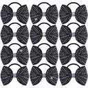 OAOLEER 12PCS Glitter Cheer Hair Bows for Cheerleading, Cheer Bow with Ponytail Holder for Teen Girls Cheerleader (Black)