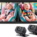 Rohent Dual Baby Car Camera for 2-Kids: 6.9'' HD Split Screen with Auto Brightness 1080P Backseat Camera for Twins Infrared Night Vision - 360 Adjustable USB Easy Setup Ideal for SUVs Minivans
