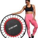 Kanchimi 550 LBS Foldable Mini Trampoline, 40" Fitness Trampoline Without armrests/U Shape Adjustable Foam Handle, Stable&Quiet Exercise Rebounder for Adults Indoor/Outdoor Workout (Black)