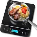 Panana Portable Induction Cooktop Hot Plate Countertop Burner 1800W, 10 Temp Levels, Timer, Auto-Shut-Off, Touch Panel, LED Display, Auto Pot Detection, Child Safety Lock (Blue LCD Screen Dispaly 1)