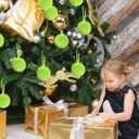 2 x 12Pcs Lime Green Christmas Tree Ornaments Furry Ball 2.4 Inch Pom Pom Party Hanging Decorations Supplies