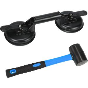 Floor Gap Fixer Tool for Laminate Floor Gap Repair Plank Grabber Includes Heavy Duty Aluminum Suction Cup and Fiberglass Handle Rubber Mallet (Can't Use on Scraped Surface Floor) (Blue)