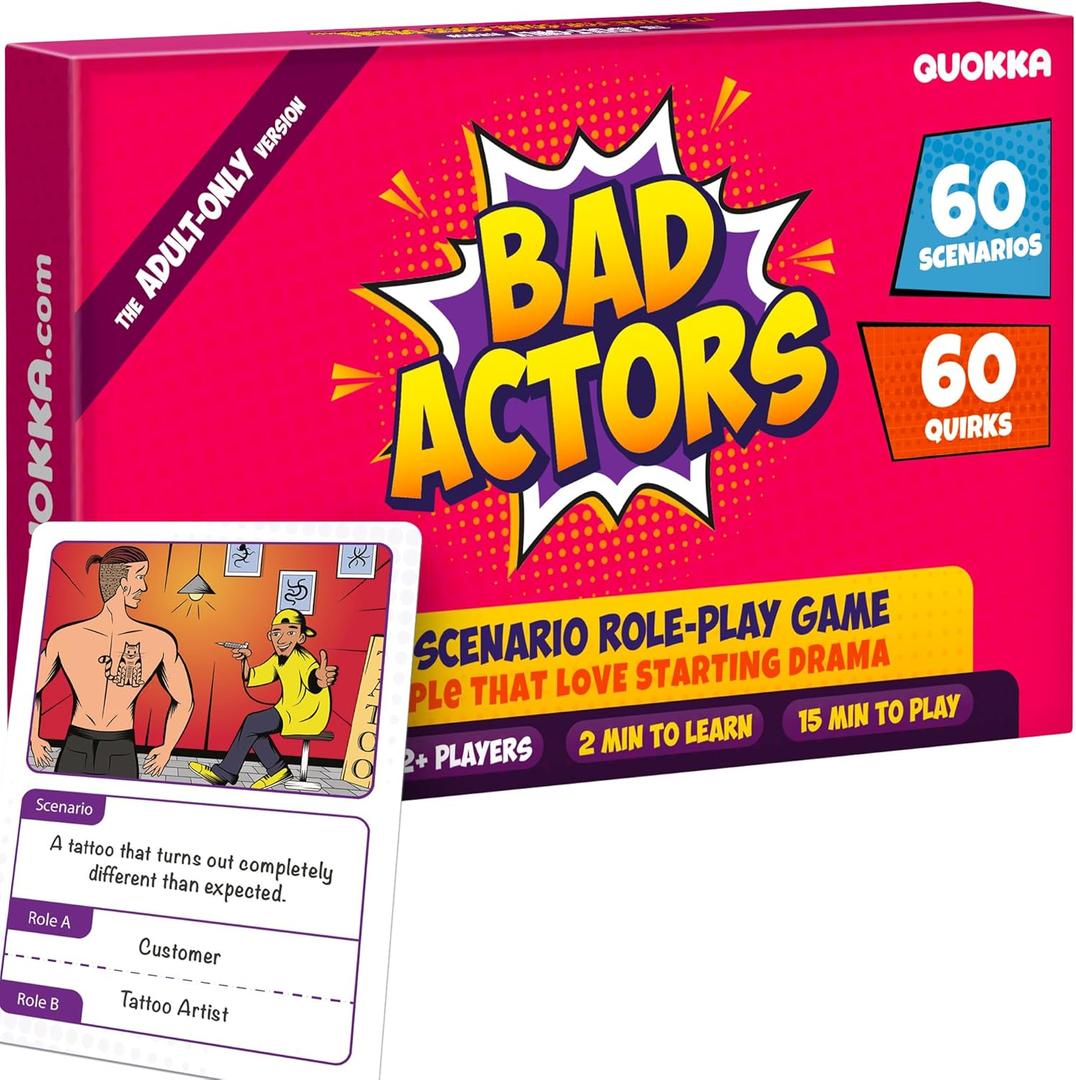 QUOKKA Charades & Guessing Game for Adults - 120 Hilarious Scenarios & Quirk Cards | Perfect for Adult Game Night, Parties, Gifts & Reunions | Original Pack