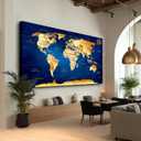 canvas wall art world map Wall Art for Living Room Office Wall Decor map of the world Pictures for Bedroom World Map Art Large Kitchen Decor 40"X20" Motivational Painting for Dining Room Wall Decorations