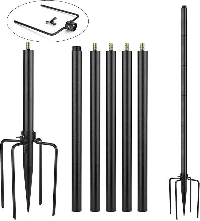 2 Bird Feeder Pole Kit 79.2 Inches, Bird House Pole for Outdoors Heavy Duty, 5 Base Prongs Adjustable Bird Feeder Stand for Bird House, Suitable for BF002A