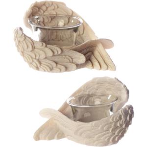 Angel's Wings Tea Light and Votive Candle Holder - Bathroom Fireplace Shelf Ornament - Tealight Holders - Glass - New Home Gifts - Living Room Accessories - Gothic Agel Gifts for Women
