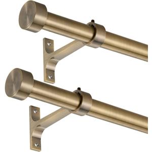 2-Pack Curtain Rod for Windows 48-84", Adjustable Window Curtain Rods with Premium Aluminum End Cap Finials and Full Surround Brackets, 3/4"(0.062Feet) Diameter, Antique Bronze Drapery Rods for Curtains