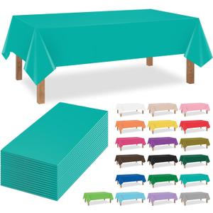Teal 16 Pack 54 x 108 Inch Plastic Tablecloths, Disposable Rectangle Tablecloth, Party Table Cover Plastic Table Cloth