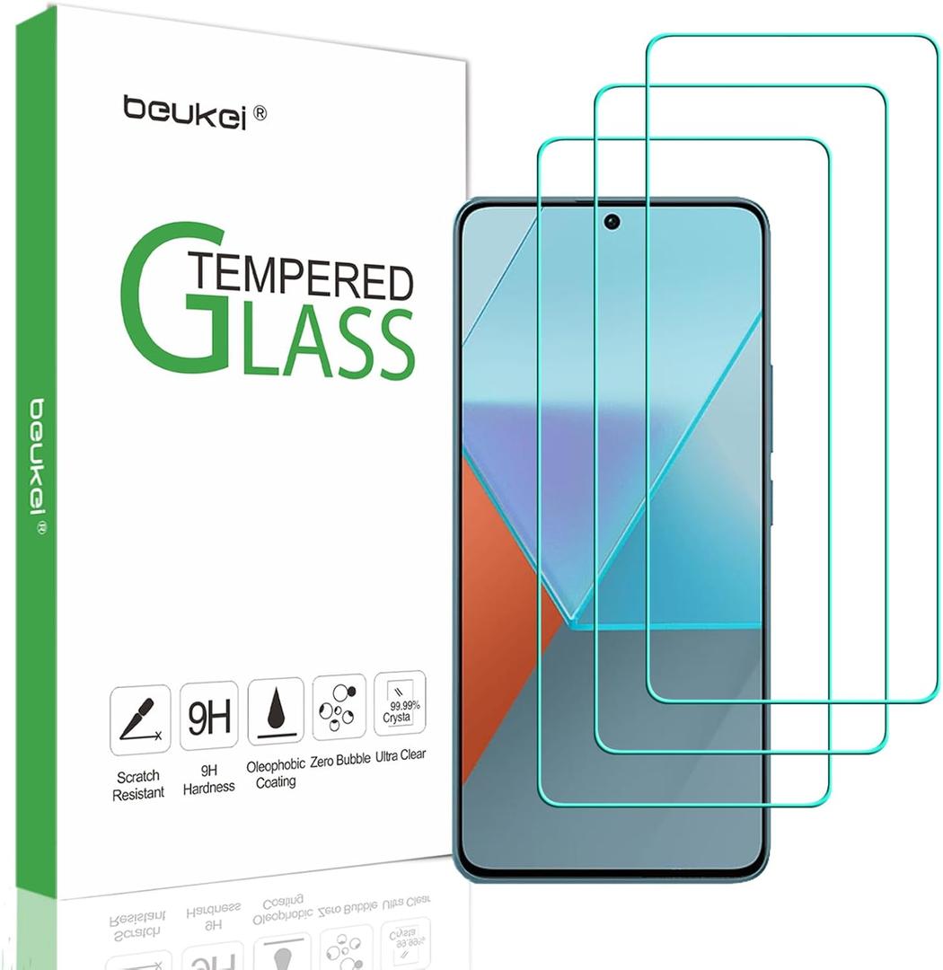 (3 Pack) Compatible for Xiaomi Redmi Note 13 Pro 5G / Redmi Note 13 Pro Screen Protector Tempered Glass, Touch Sensitive,Case Friendly, 9H Hardness