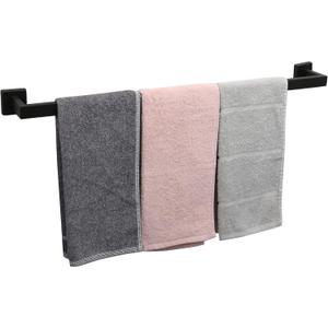 TocTen Bath Towel Rack - Square Base Thicken SUS304 Stainless Steel Towel Bar for Bathroom, Bathroom Accessories Towel Rod Heavy Duty Wall Mounted Towel Holder. (Black, 30)