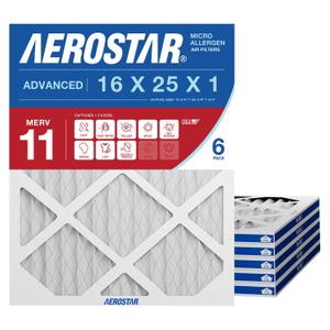 Aerostar Air Filter MERV 11 AC Filter, HVAC, Furnace Filter, 6 Pack | ACTUAL SIZE 20x20  AC Filter, Furnace Filter, Dust, Pet Dander, Smoke & Allergies MERV 11 (MPR 1200 / FPR 7)