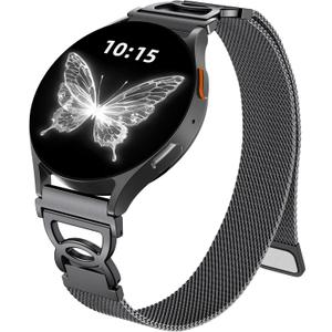 Adorve Slim Metal Strap Compatible with Galaxy Watch 7 Band, Galaxy Watch 8 Band, 6/5/4/FE/Pro/Classic/Active 2, 20mm Replacement Strap for Samsung Watch Bands for Women with Unique Design (Black)