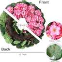 Artificial Geraniums with Leaves Wreath for Front Door 17.7 Inch Realistic Spring Wreath Tropical Artificial Flowers Door Wreath for Home Decor, Porch, Window, Farmhouse Wall Decoration