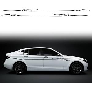 Leasinder 2Pcs 137.7'' Universal Stripe Graphics Car Auto Body Side Sticker Stripes Racing Sports Self-Adhesive Side Strip Decal Decoration Accessories for Truck SUV Off-Road Vehicles (Line Black)