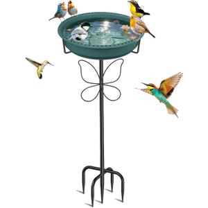 Bird Bath for Outside, Garden Freestanding Birdbath & Birdfeeder with Removable Bowl, Bird Baths Feeder for Outdoors Garden Patio Yard Lawn Decor, 5-Pronged Base & Easy to Clean(Green)