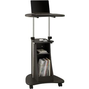 Techni Mobili Sit-to-Stand Rolling Adjustable Height Laptop Cart with Storage, Graphite, 22 x 16 x 46, 21.5"w X 15.75"d X 46"h