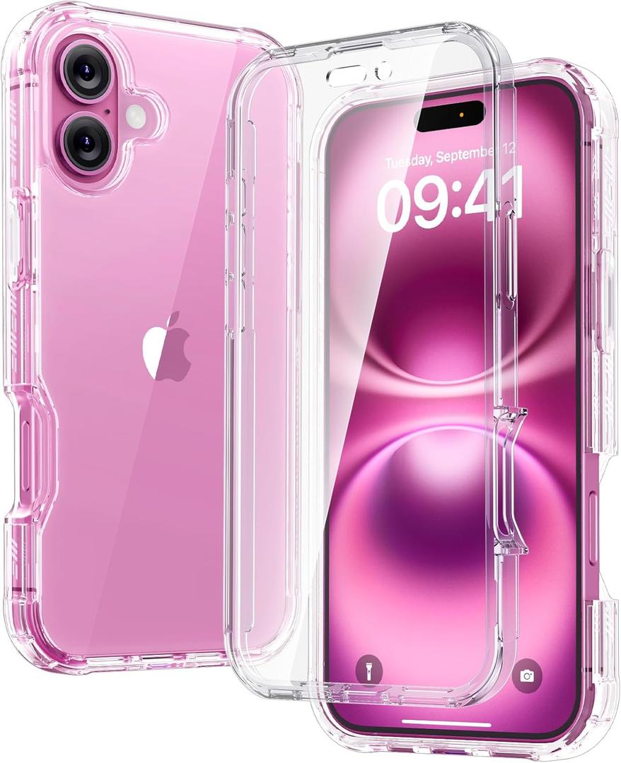 Diaclara Designed for iPhone 16 Case, Full Body Rugged Case with Built-in Touch Sensitive Anti-Scratch Screen Protector, Upgraded [Full Camera Protection] for iPhone 16 6.1" (Clear)