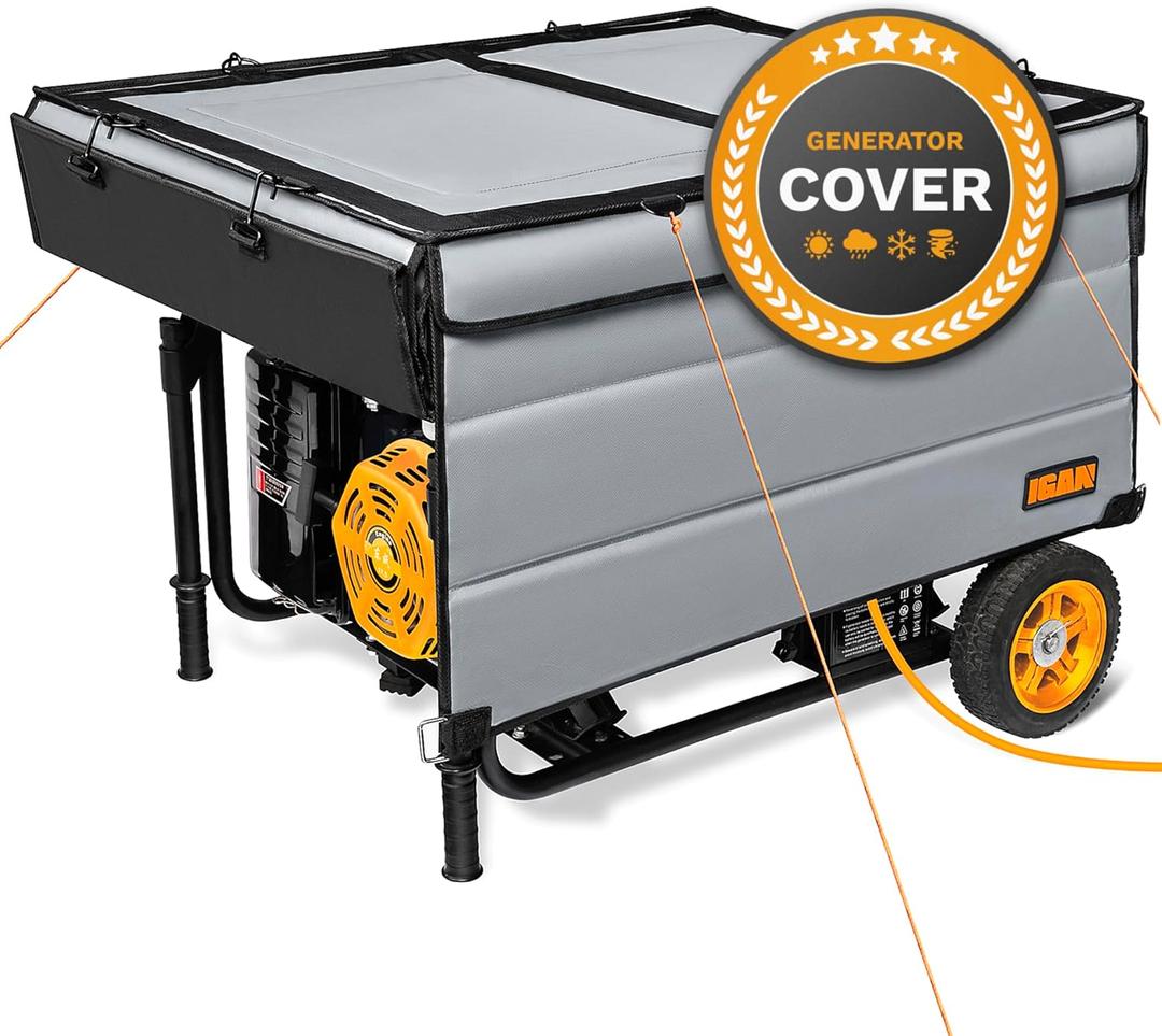 IGAN Generator Covers While Running Pro-Max for most 3500w-12000w Generators - Ultra Heavy Duty Generator Covers for Outside with Windproof Kit - Portable Waterproof Generator Cover, Gray