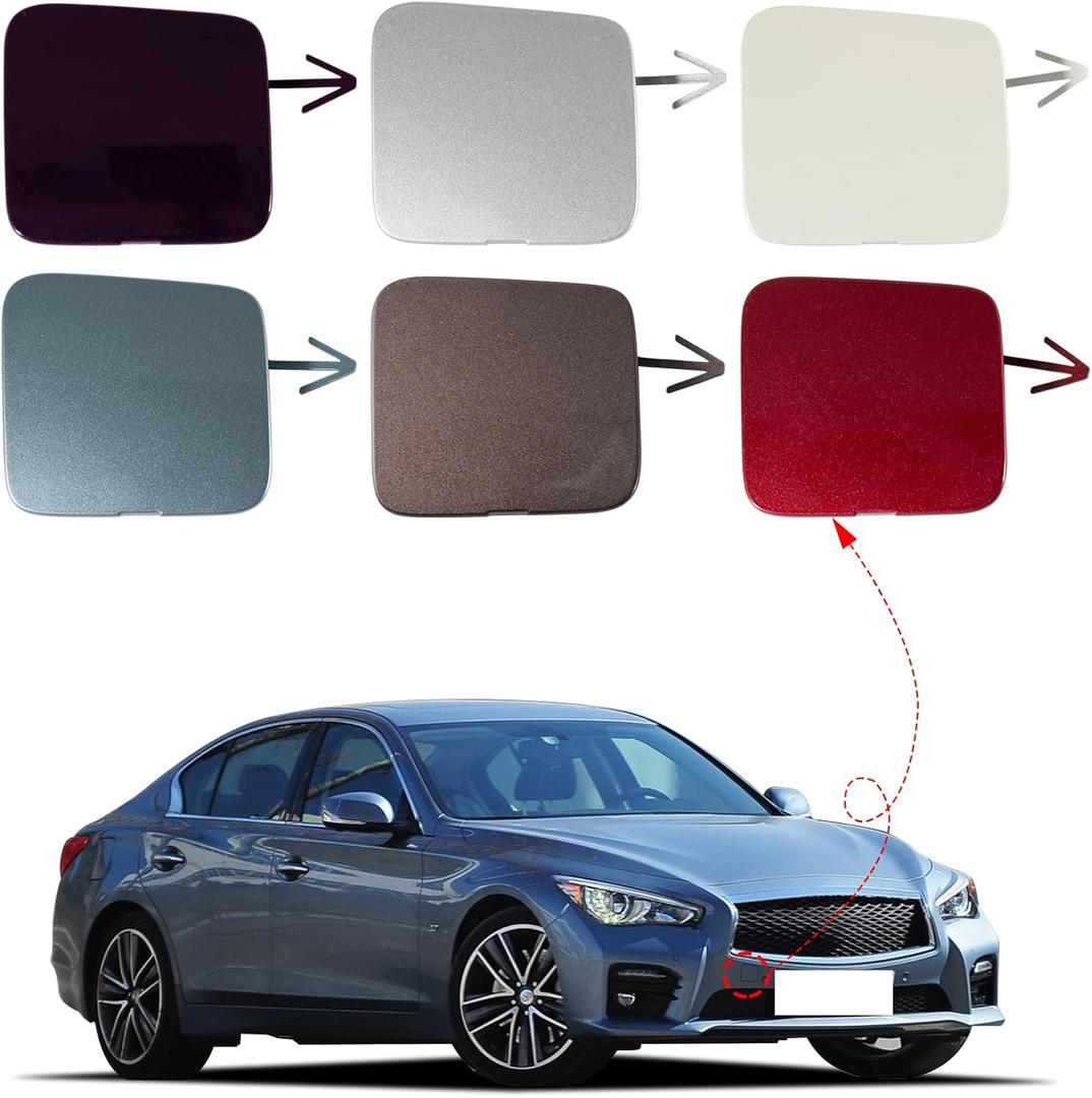 Car Front Bumper Tow Hook Cover Cap Towing Eye for Infiniti Q50 2014 2015 2016 2017 2018 622A1-4GA0A Trailer Cover (Gray, Right Passenger Side)