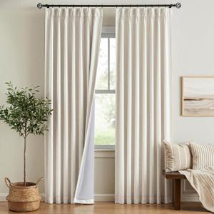Pinch Pleated Curtains Blackout Linen Curtains Long for Bedroom Living Room (Cloud, 40" W x 105" L (Pack of 2))