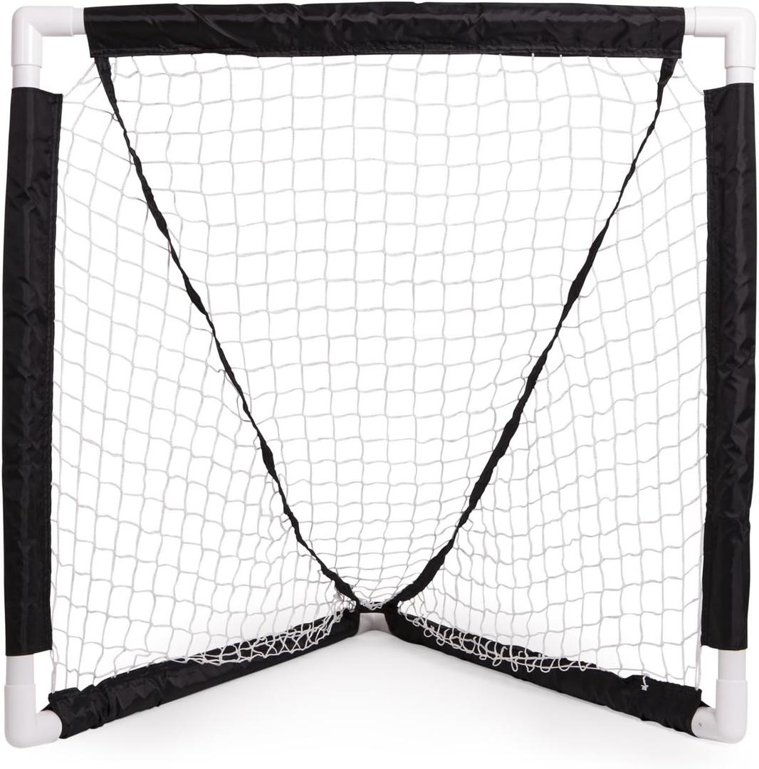 Champion Sports Mini Lacrosse Goal: Kids Gear Backyard Shooting Practice Net Black, 8.3
