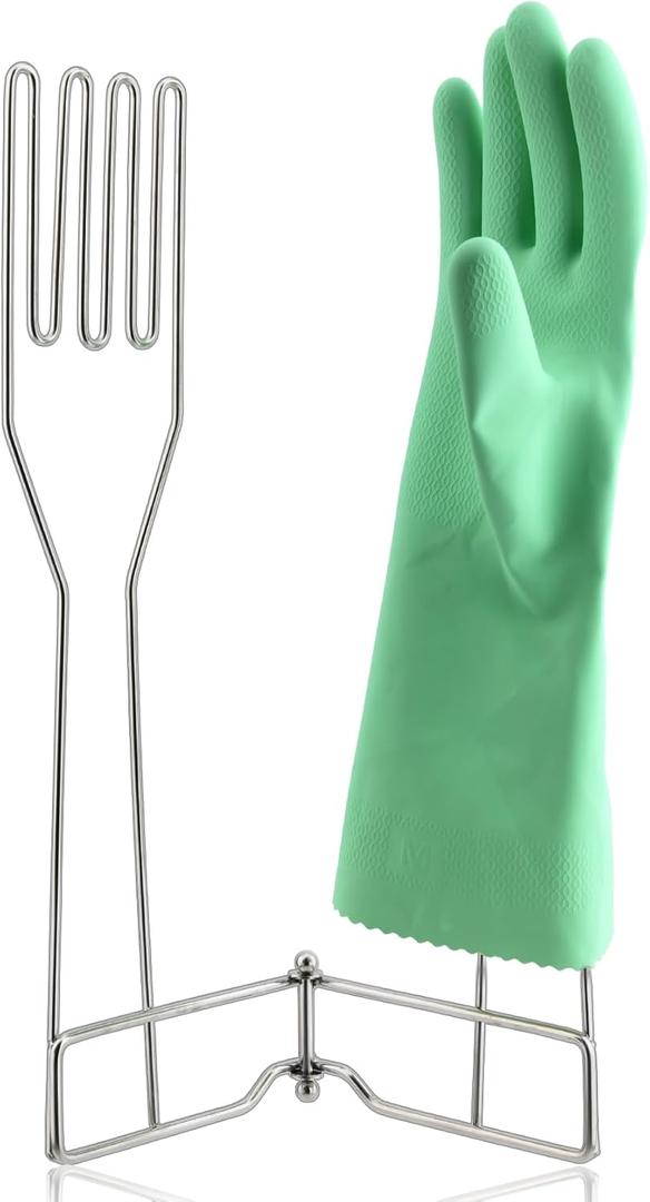 Kitchen Gloves Drying Rack, SUS 304 Stainless Steel Dish Gloves Holder (Silver)