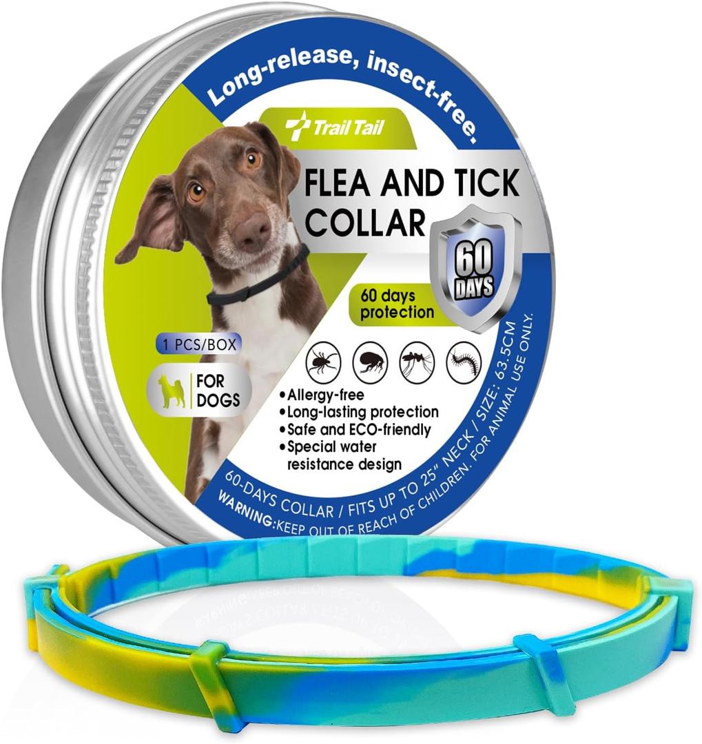 Flea and Tick Collar for Dogs  Natural Essential Oil Formula, 60 Days Repellent Protection, Waterproof & Adjustable Flea Collar for Small, Medium & Large Dogs (Aurora, 1 Pack)