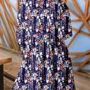 Dokotoo Casual Dresses for Women Flowy Boho Floral Long Sleeve Empire Waist Babydoll Mini Dress