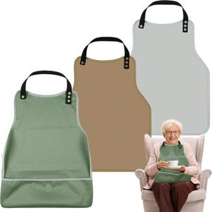 Adult Bibs-3 Pcs Washable Clothing Protector with Upgraded Crumb Catcher