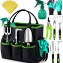 Heavy Duty Gardening Tools - Gardening Gifts for Women, Men, Mom, Dad - Durable, Ergonomic Garden Tools Set (Green)