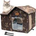 Outdoor Cat House Cat House for Indoor and Outdoor Use - Insulated and Weatherproof,Cat House with Transparent Curtains and Pet Mats, Waterproof Shelter for Stray Cats (19.5''x17.5''x13.5'')