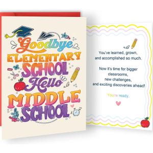 10 x Funny Elementary Graduation Card for 5th or 6th Grade Students, Congratulations Graduation Gift for Daughter Son Granddaughter Grandson