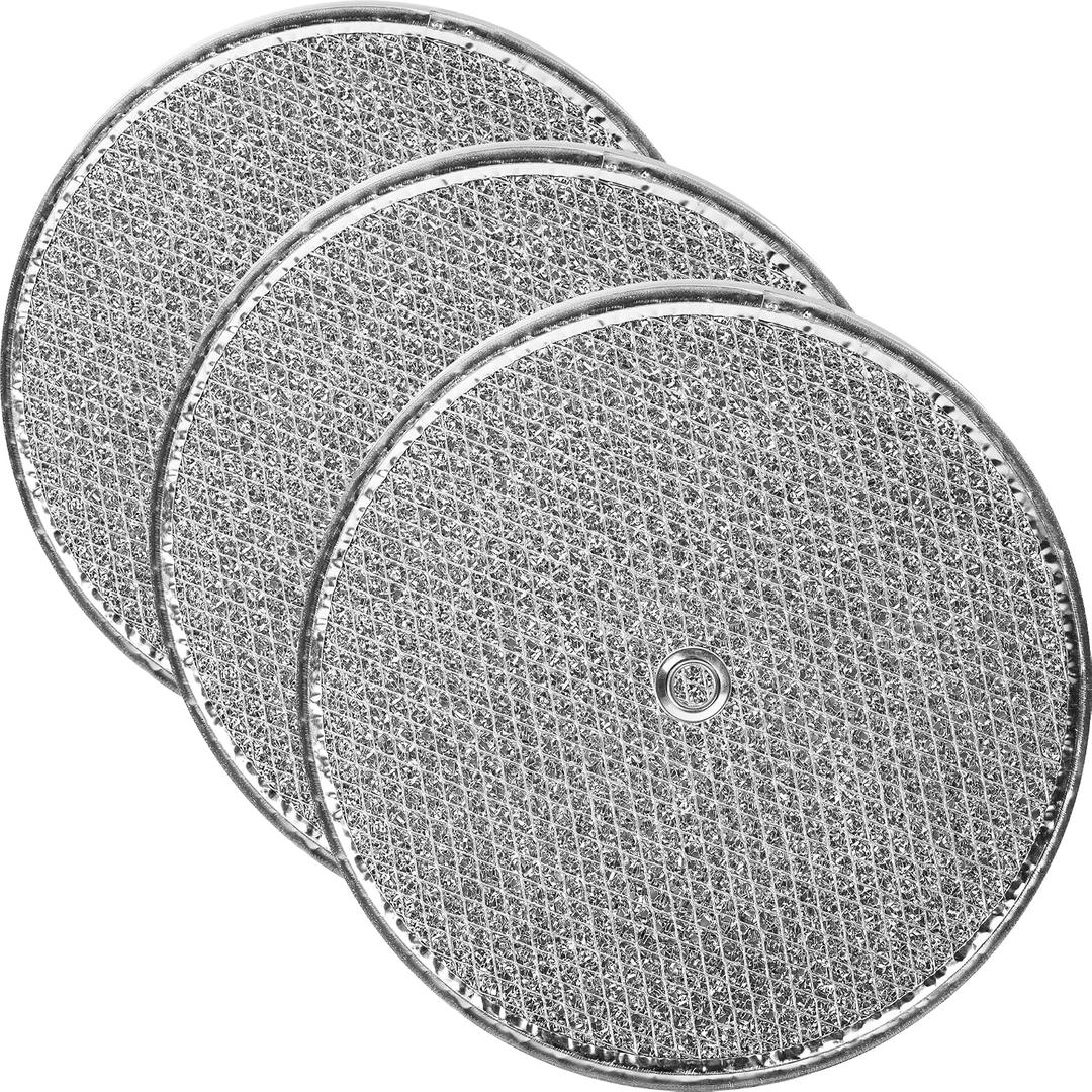 (3-Pack) Calvana 9-1/2" Round x 3/32" Aluminum Grease Filters with Center Hole, Range Hood Filter, Kitchen Exhaust Fan Filters Replacement