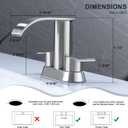 Ultimate Unicorn Waterfall Bathroom Sink Faucet Brushed Nickel, Two Handles Bathroom Faucet with Metal Pop up Sink Drain Stopper, Two Or 3 Holes Bathroom Basin Mixer Tap with Deck Mount Plate