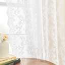 FOLKSIDE White Lace Curtains 90 Inches Long 2 Panels Paisley Floral Sheer Curtains for Living Room Bedroom Rod Pocket Light Filtering Curtains Large Window for Dining Room Decor Vintage Drapes, 52x90