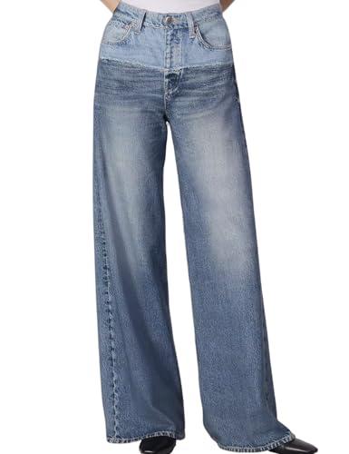 FUNTOUR Womens French Terry Sweatpants Jeans Wide Leg Sophiy Rags and Bones Stretch Print Denim Miramari Baggy Sweatpant Jeans Stretch Pants Look Like Jean Size M