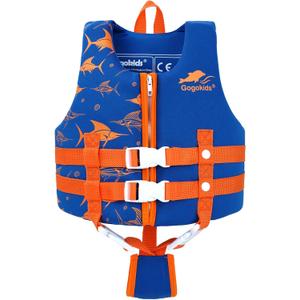 Gogokids Toddler Swim Vest, Kids Floaties Boys & Girls Buoyancy Jacket, Swimming Aid for Pool & Beach (Orange Swordfish), Size: M (4-6 Years)