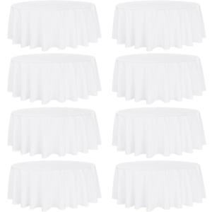 Fivenl 8 Pack Round Tablecloth 90 Inch Round Table Covers Bulk Washable Polyester Fabric Round Table Clothes for Wedding Party Reception Banquet Buffet Restaurant (White, 90 Inch)