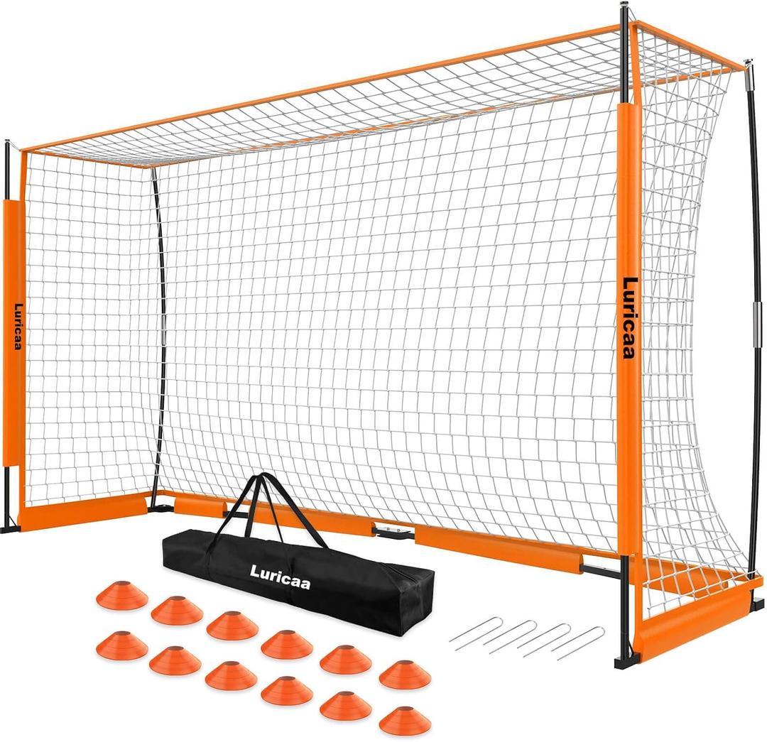 Soccer Goal, 126 ft /167 ft Portable Soccer Goals Net for Backyard, Quick Setup Training Equipment with 1 Carry Bag, 4 Ground Nails, 12 Training Cones