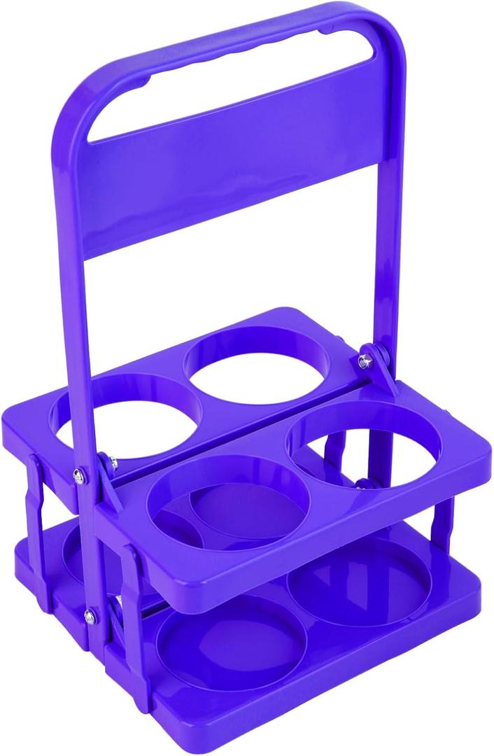 musbus Reusable Drink Carrier with Handle for Delivery Drivers, Portable Cup/Coffee Holder Accessories for Delivery, Foldable Drinks Caddy with Tray, Car Durable Plastic Festive Bottle, Vacation (Dark Violet)