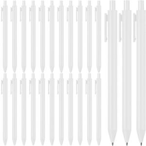 Fulmoon 25 Pcs Ballpoint Pens Bulk Retractable Comfortable Writing Pens Cute Christmas Back to School Supplies in Medium Point 1.0 mm for Teacher Student Baby Shower (White)