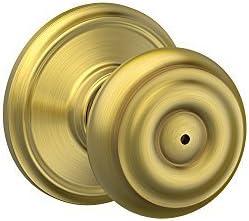 SCHLAGE F40 GEO 608 Georgian Knob Bed and Bath, Satin Brass (Privacy)