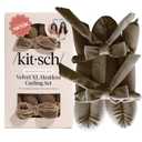 Kitsch Velvet XL Heatless Curling Set - Heatless Curls Overnight - Comfortable No Heat Hair Curlers With Two Velvet Bow Scrunchies to Sleep In for Frizz-Free & Non-Damage Styling - Eucalyptus