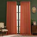 Pinch Pleated Burnt Orange Linen Curtains 92 Inch Long for Living Room, Privacy Light Filtering Semi Blackout Drapes Memory Trained Shaped Neutral Curtain with Back Tab Top and Hooks 40" x 92"