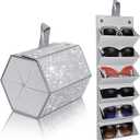Bling Sunglasses Organizer for Women Crystal Rhinestones Sunglass Holder Wall Suspension 6-Position Eyeglass Case For Multiple Glasses