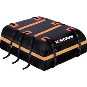 Kingfun Car Rooftop Cargo Carrier  Waterproof 20 Cubic Feet Car Roof Bag Fit All Vehicles with/Without Roof Racks, Includes Anti-Slip Mat, 8 Reinforced Straps & 6 Door Hooks, Luggage Locks