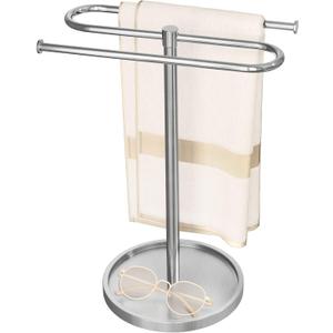 Hand Towel Holder, Stainless Steel Countertop Towel Stand for Bathroom, S-Shape Free Standing Towel Rack Bar Holds 2 Towels for Kitchen, Brushed Nickel (14 Inch)