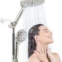 HOWUWEY Dual Shower Heads with Handheld Spray, 7.5" Rainfall Shower Head with Handheld Combo, High Pressure Double Shower Heads with Handheld Spray, 9 Modes Showerhead with 78" Hose (Brushed Nickel)